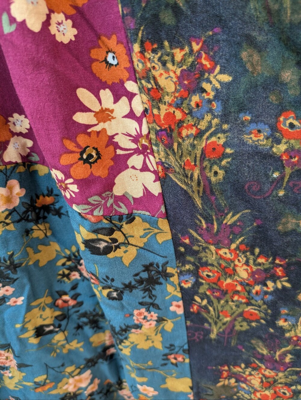 Natural Life Valentine Smocked Patchwork Maxi Dress, XS/ S, Boho, Overall Straps - Picture 7 of 8